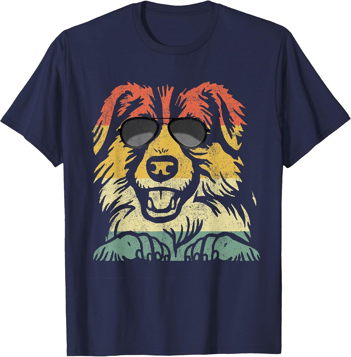 Cool English Shepherd Lover Dogs Retro Vintage T-Shirt - Navy Blue