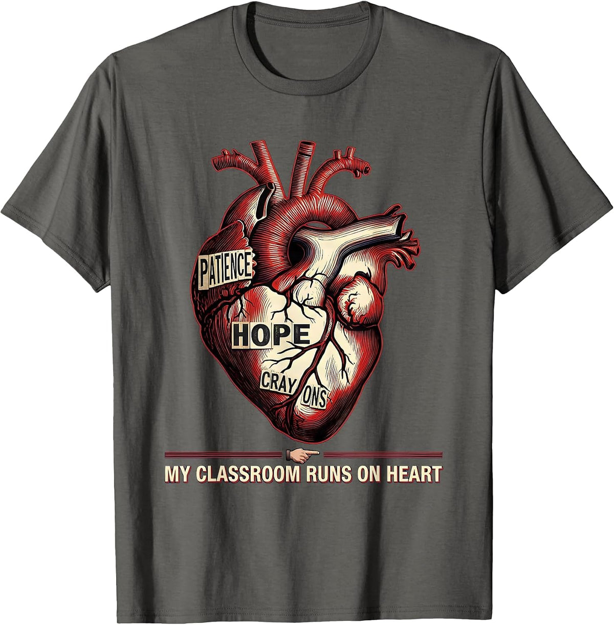 Men's My Classroom Runs On Heart Special Education Teacher T-Shirt - Asphalt Grey