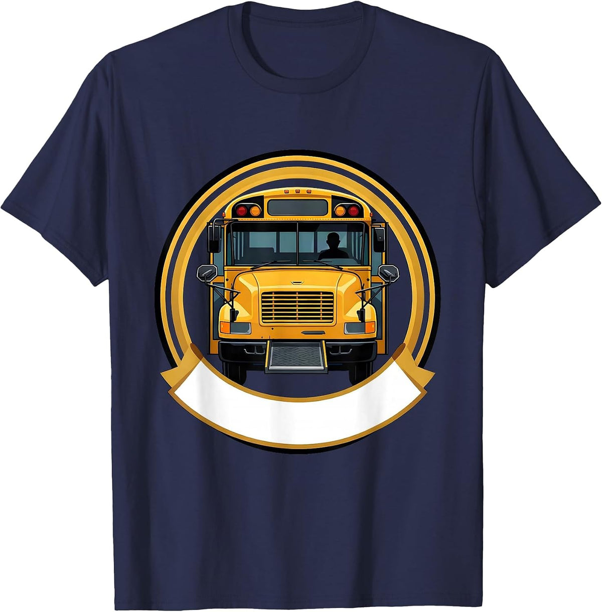 School Bus Driver Appreciation Seal Emblem Crew T-Shirt - Navy Blue