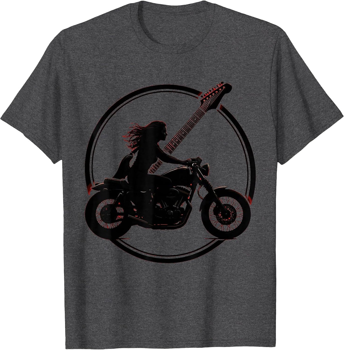 Men's Electric Guitar Motorcycle Rider Band Graphic T-Shirt - Dark Heather Grey