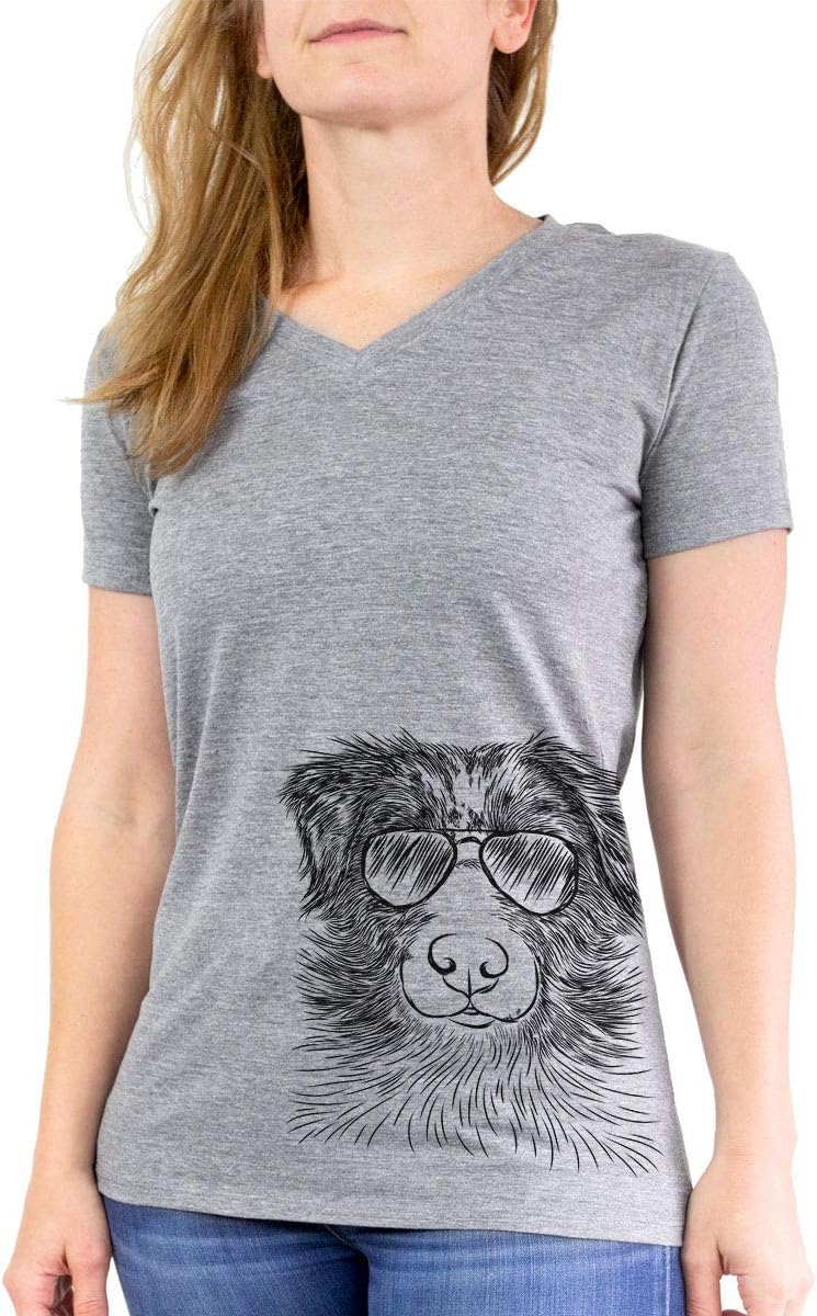 Aviator Gram the Australian Shepherd Triblend T-Shirt - Grey Modern V-neck