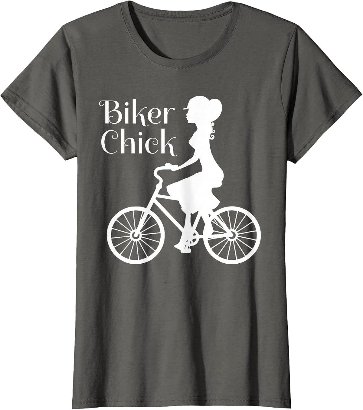Comical Vintage Bike Biker Chick On Bicycle Quote Meme T-Shirt - Asphalt Grey