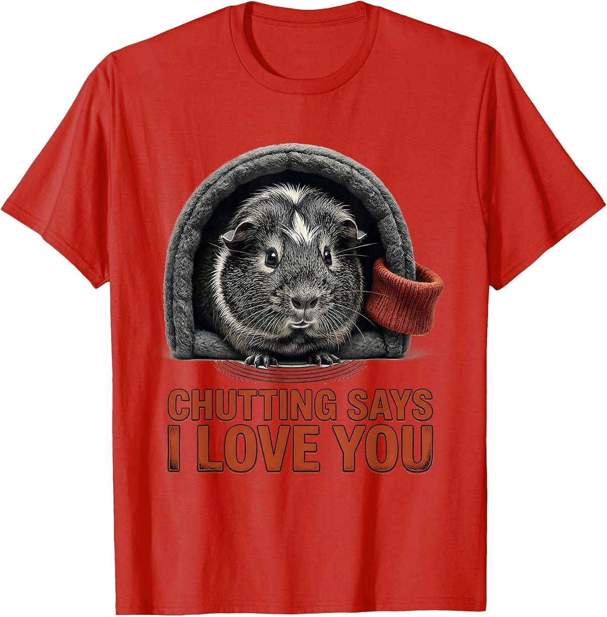 Men's Chutting Says I Love You Funny Guinea Pig Lover Gift T-Shirt - Red