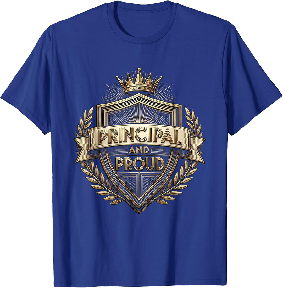 Principal and Proud School Leadership Design T-Shirt - Royal Blue