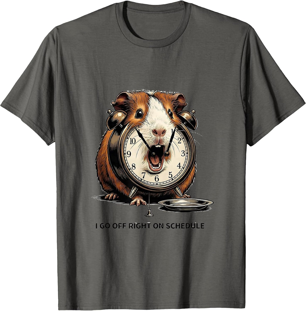 Men's I Go Off Right On Schedule Funny Guinea Pig Cavy Lover Gift T-Shirt - Asphalt Grey