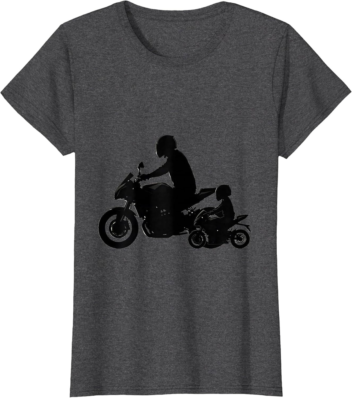 Women's Father Son Matching Motorcycle Riding Duo Graphic T-Shirt - Dark Heather Grey
