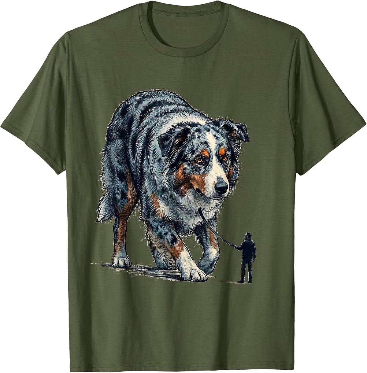 Men's Aussie Dog Owner Mini Australian Shepherd Humor T-Shirt - Olive Green