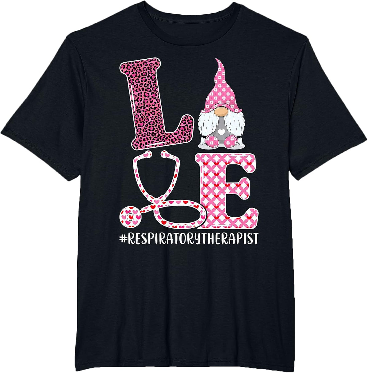 Love Respiratory Therapist - Gnome Respiratory Therapy RT T-Shirt - Black