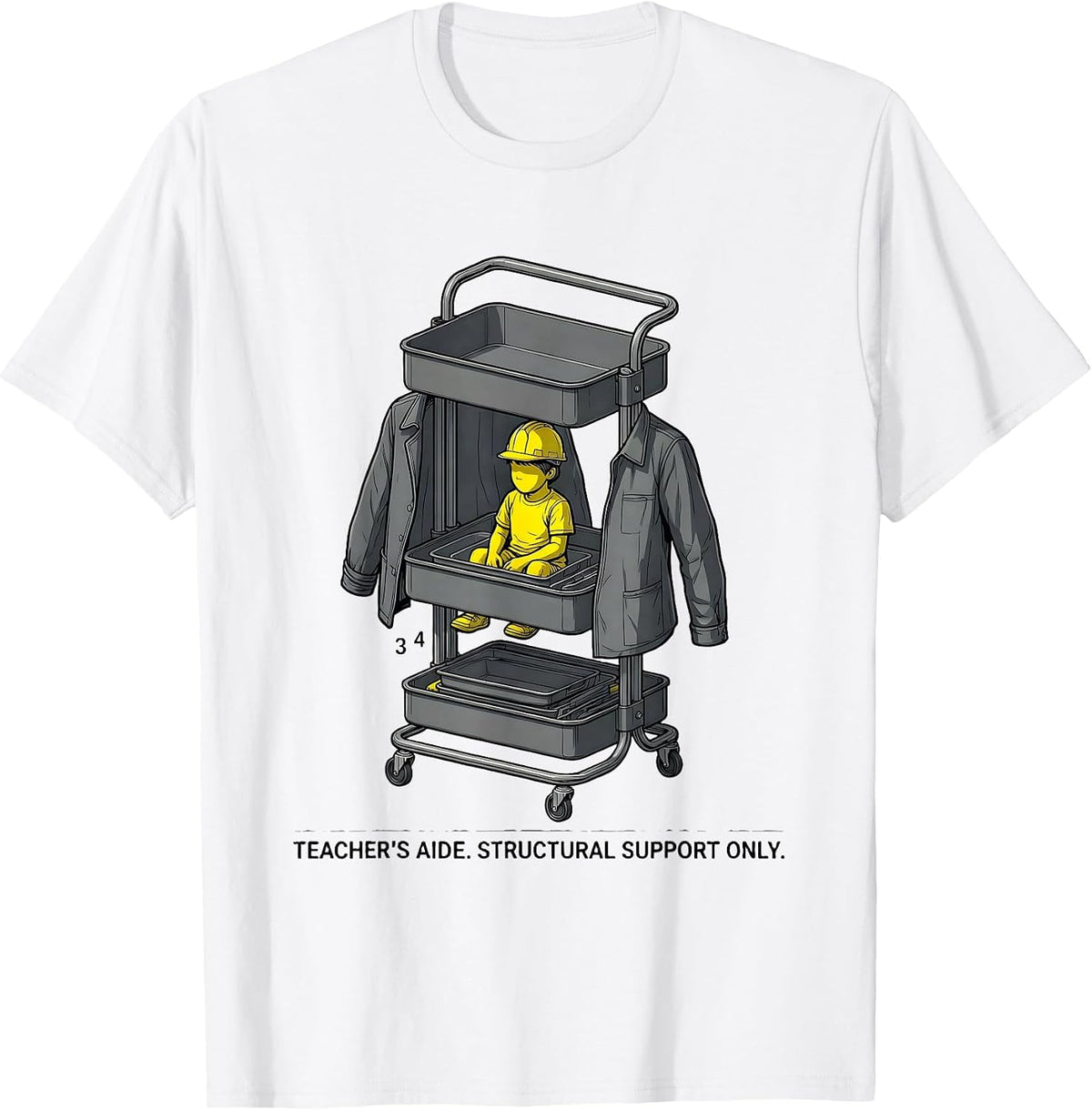 Men's Teacher's Aide Structural Support Only Teacher T-Shirt - White