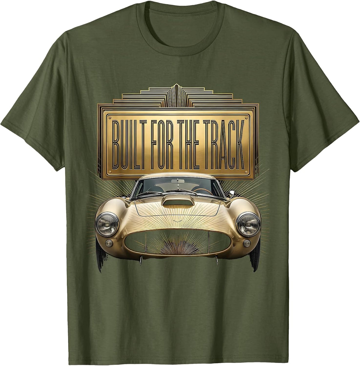 Built for the Track Racing Graphic Design T-Shirt - Olive Green