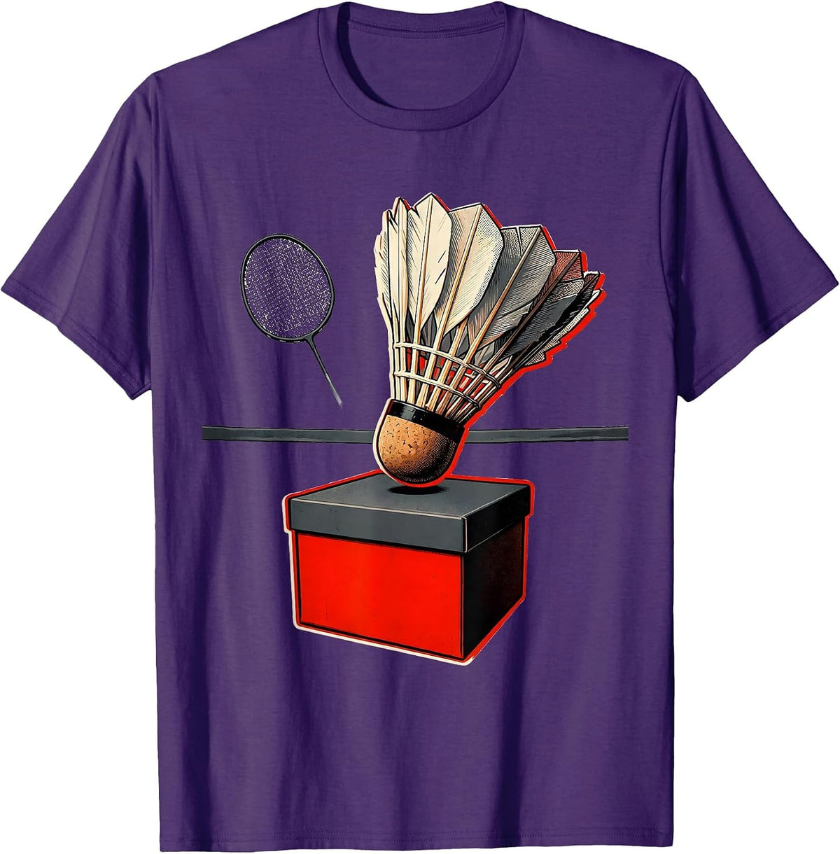 Badminton Shuttlecock Screenprint Racket Sport Humor T-Shirt - Purple