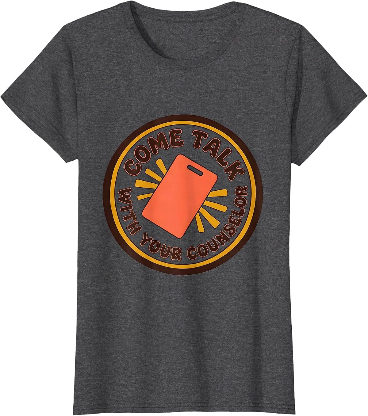 Women's Come Talk With Your Counselor Groovy Retro School Counselor T-Shirt - Dark Heather Grey