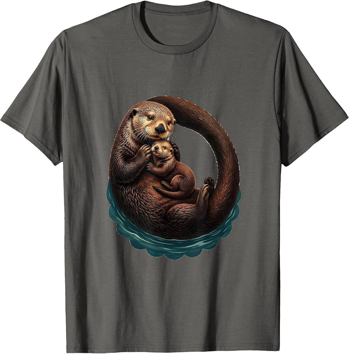 Men's Belly-Up Sea Otter Vintage Otter Lover Gift T-Shirt - Asphalt Grey