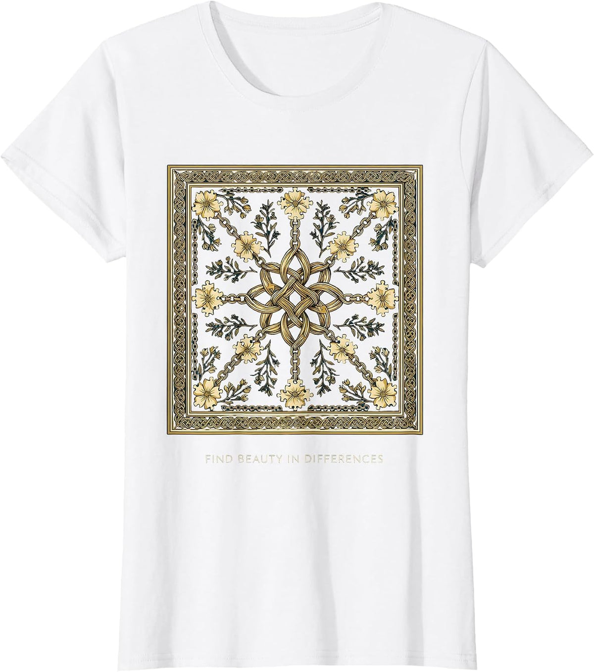 Women's Find Beauty In Differences Autism Awareness Design T-Shirt - White