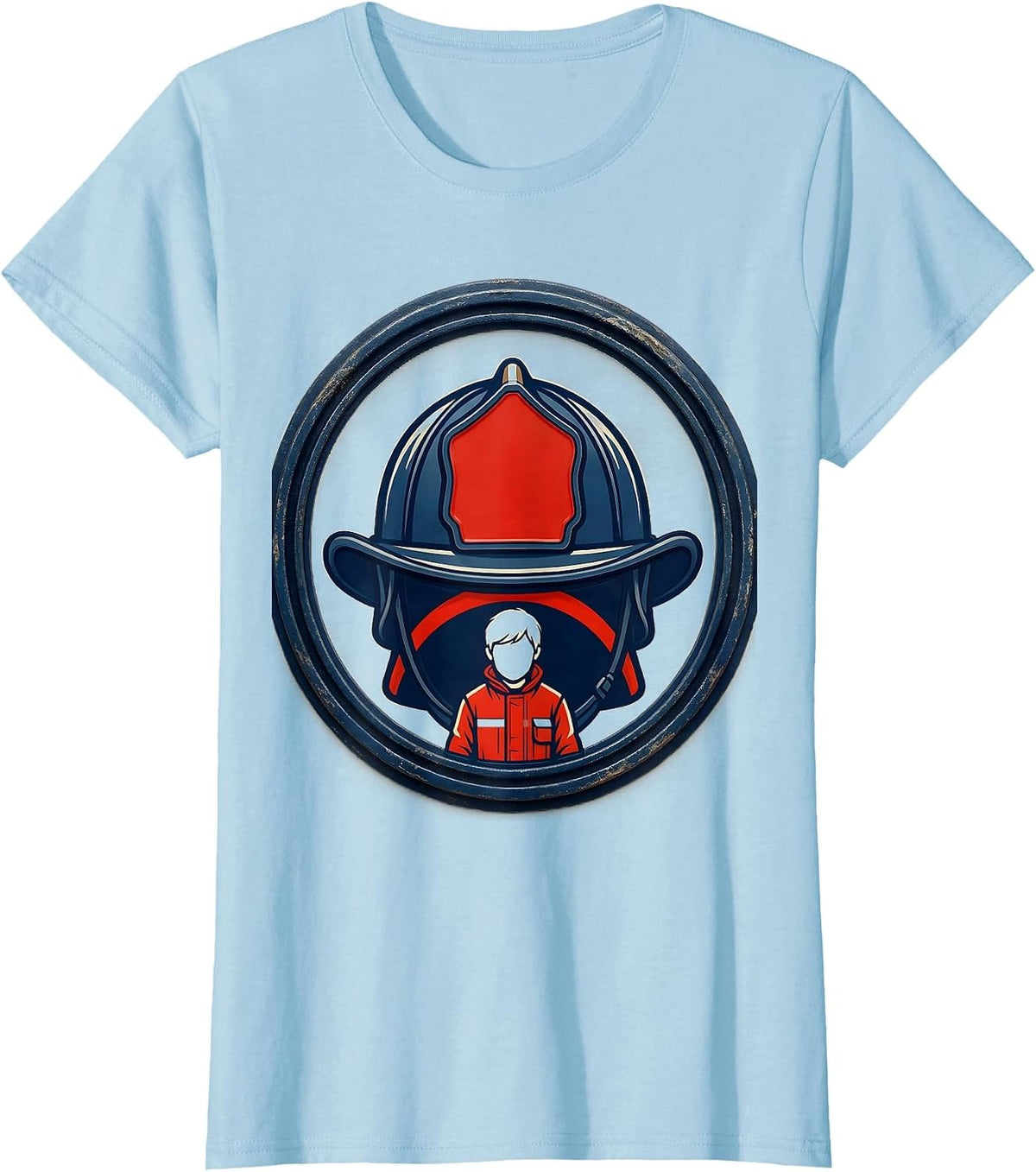 Firefighter Dad Helmet Badge Family Tribute T-Shirt - Baby Blue