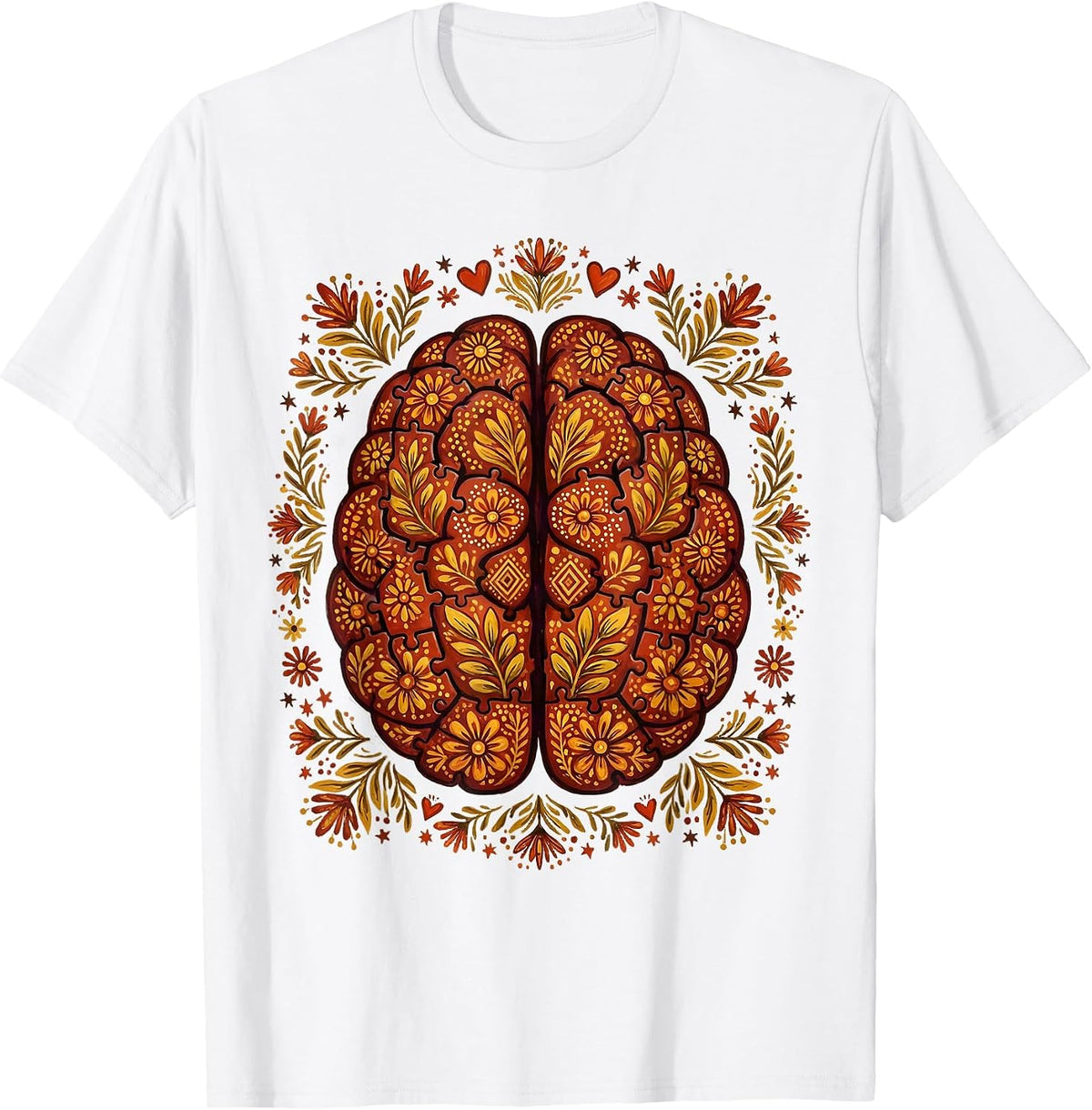 Men's Special Education Puzzle Brain Graphic Design T-Shirt - White