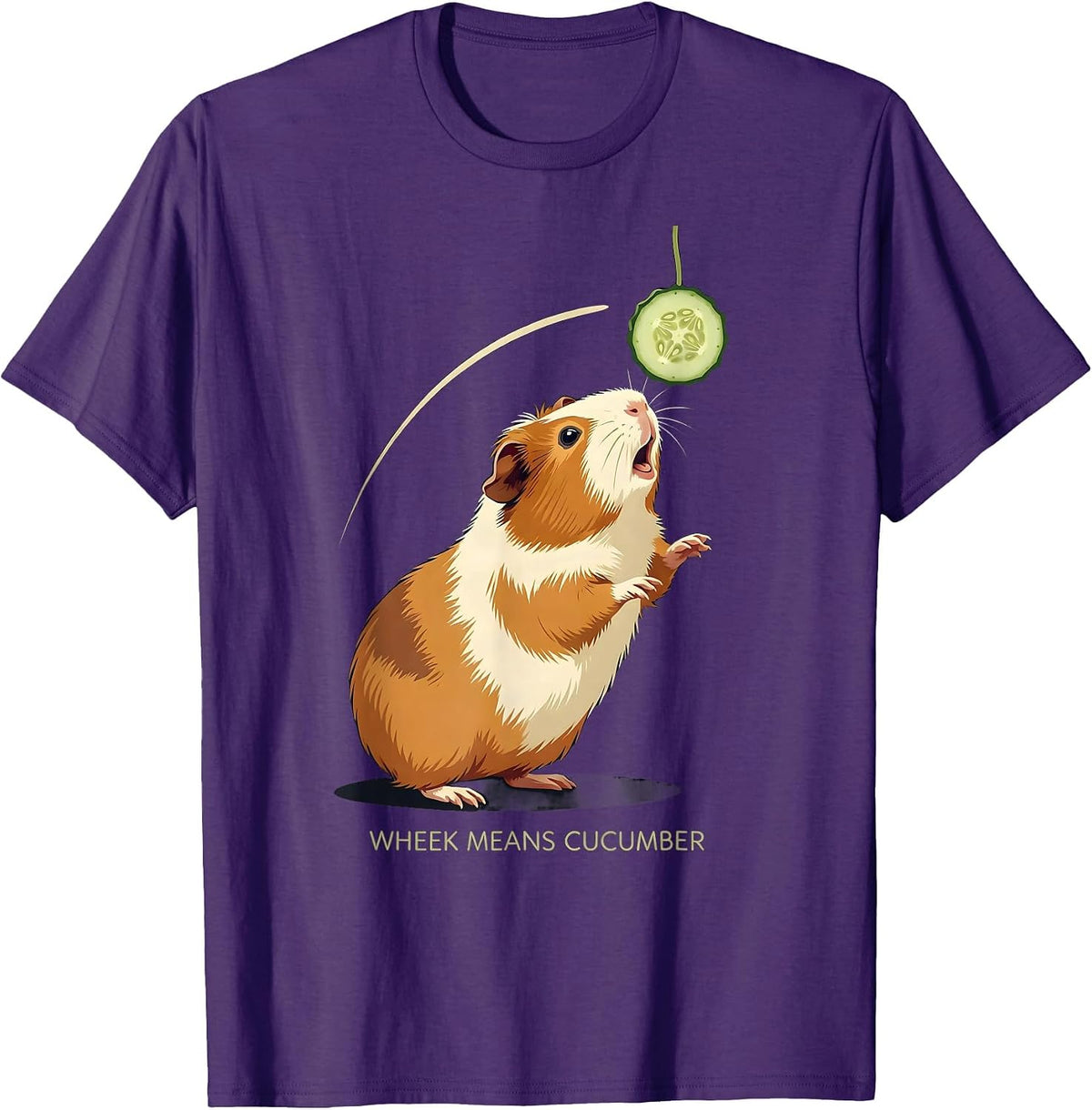 Wheek Means Cucumber Funny Guinea Pig Cavy Lover Pet Humor T-Shirt - Purple