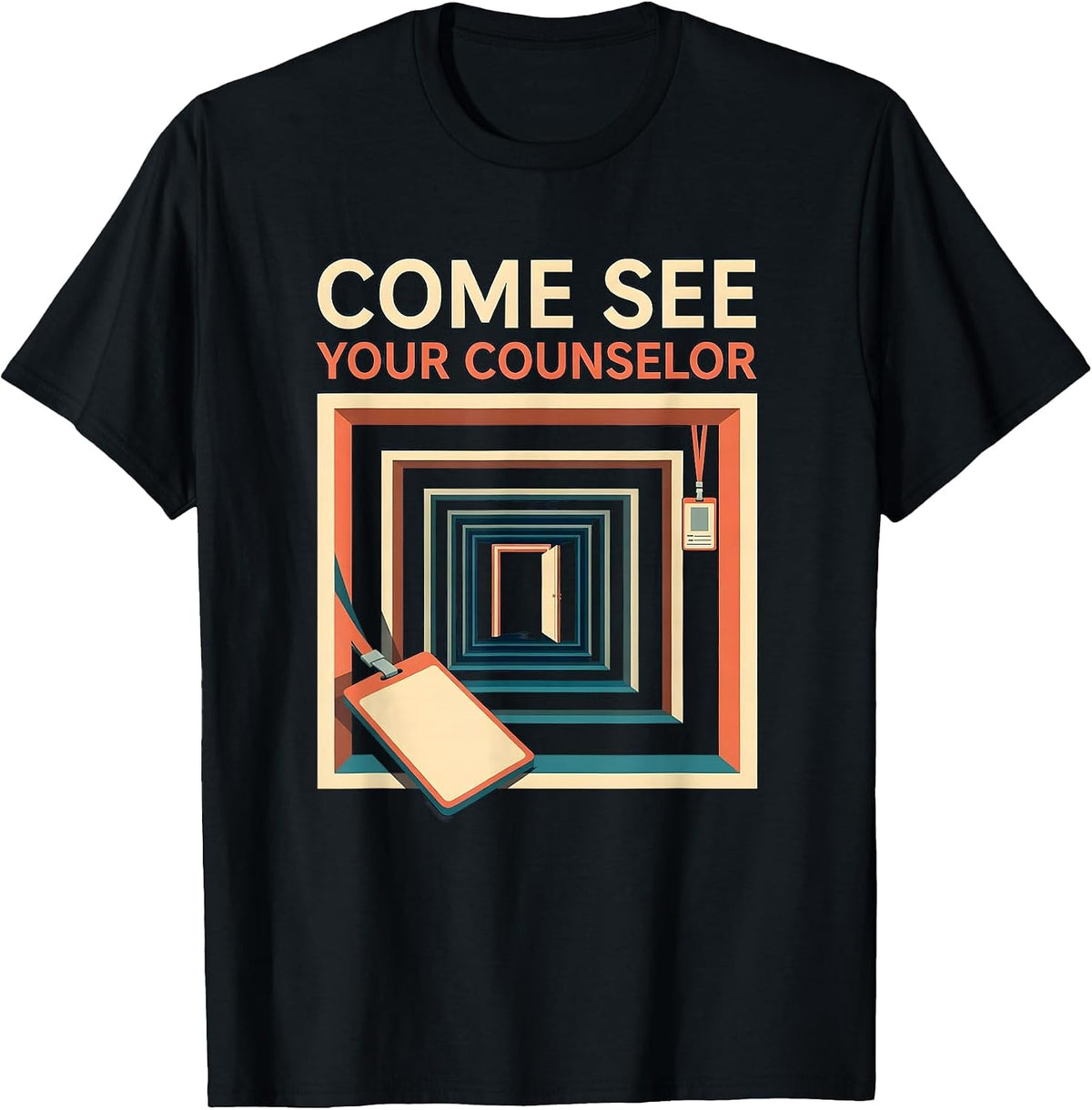Men's Come See Your Counselor Groovy Retro School Counselor T-Shirt - Black