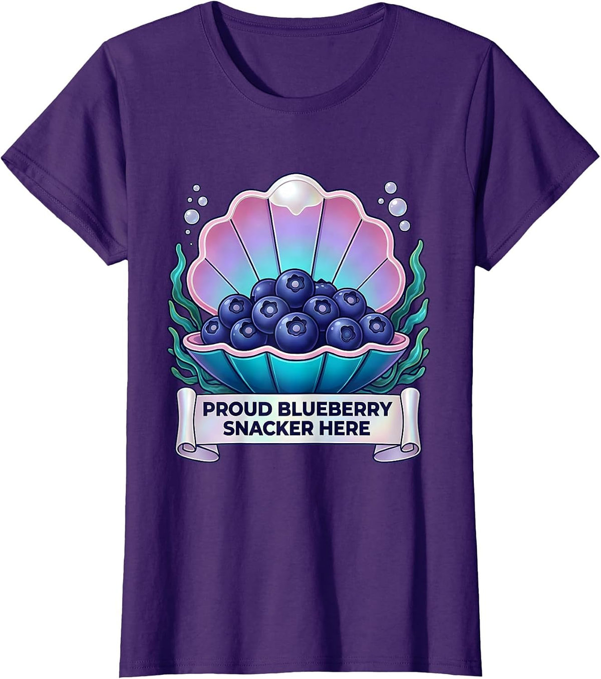 Women's Proud Blueberry Snacker Here Red White Blue Design T-Shirt - Purple