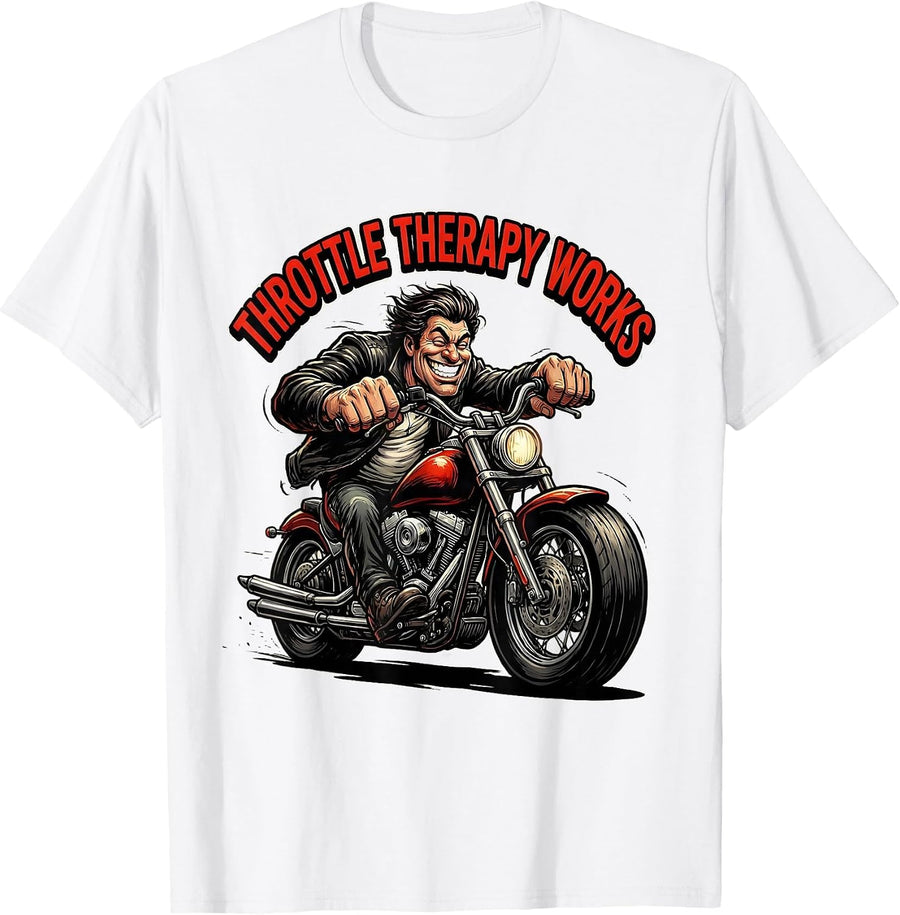 Men's Throttle Therapy Works Motorcycle Design T-Shirt - White
