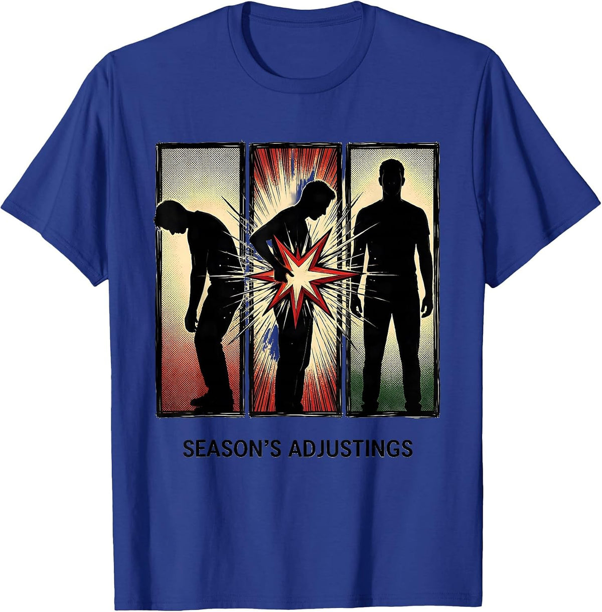 Men's Season's Adjustings Funny Chiropractor Christmas Pun Humor T-Shirt - Royal Blue