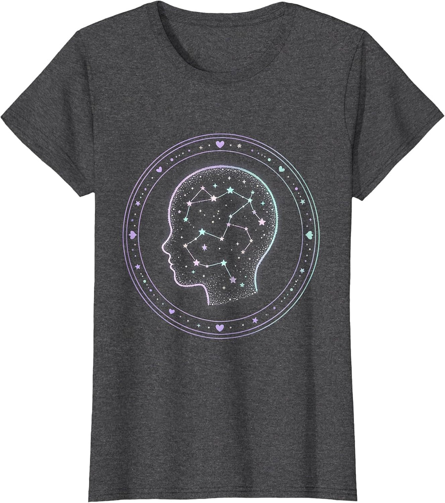 Women's Autism Constellation Mind Map Graphic T-Shirt - Dark Heather Grey