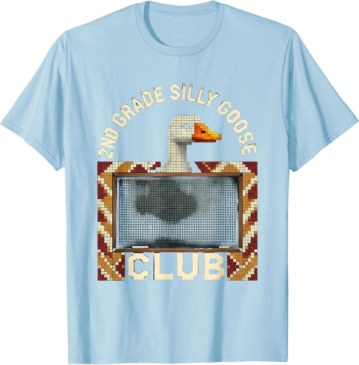 Men's 2nd Grade Silly Goose Club Teacher Back To School Humor T-Shirt - Baby Blue