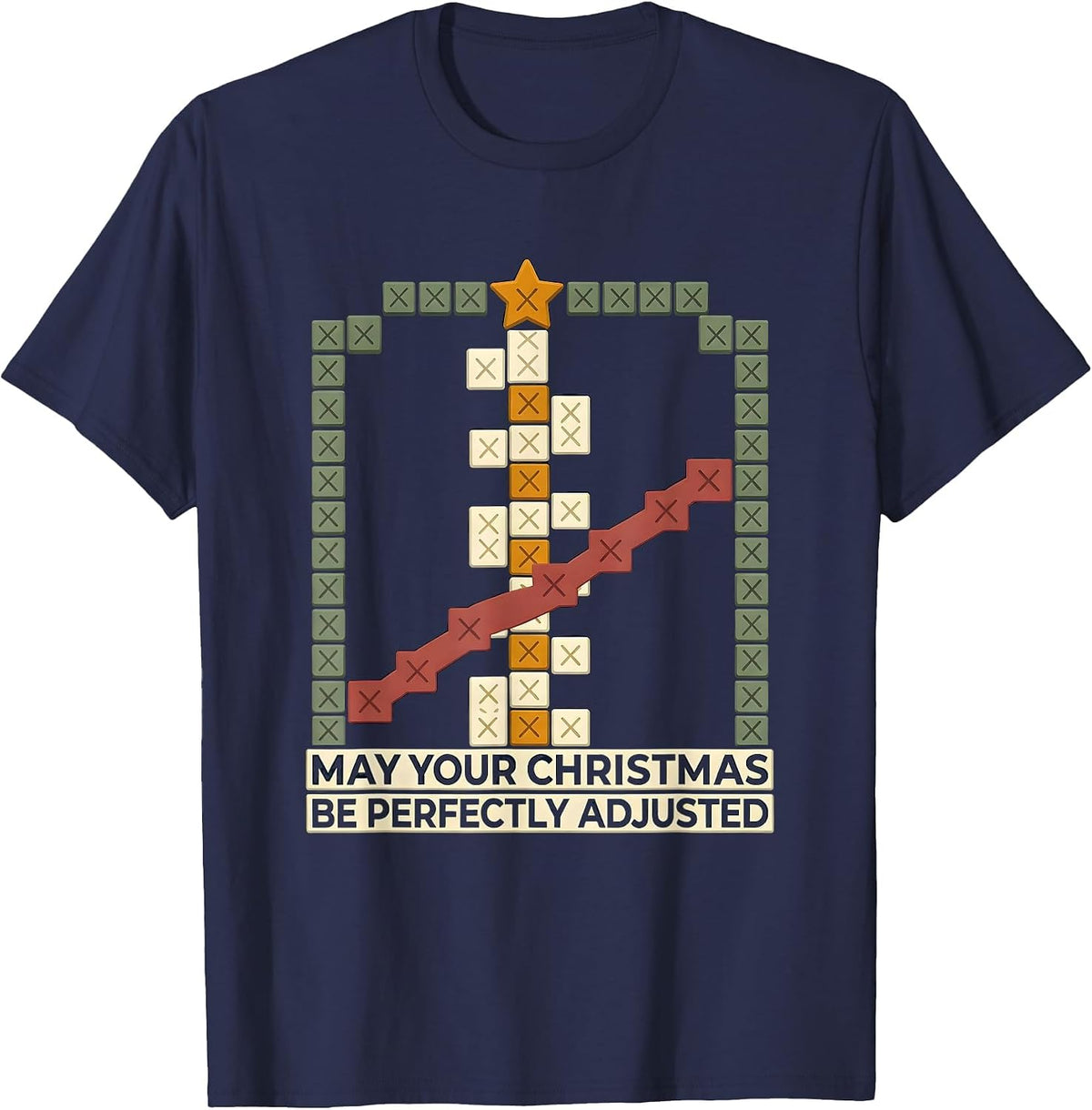 May Your Christmas Be Perfectly Adjusted Chiropractor T-Shirt - Navy Blue
