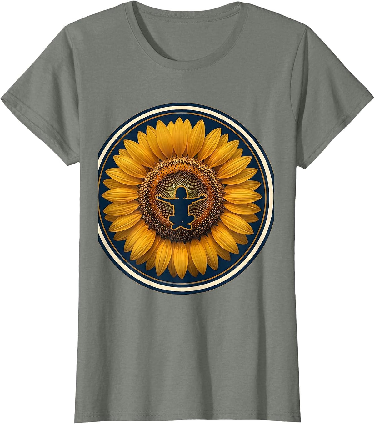 Autism Awareness Child Silhouette Sunflower Design T-Shirt - Olive Heather