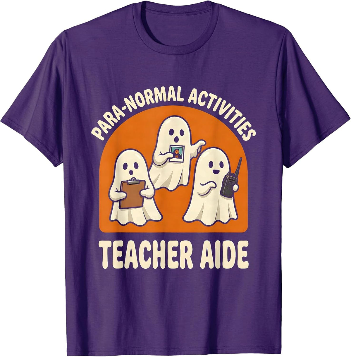 Men's Para-Normal Activities Teacher Aide Ghost Halloween SpEd T-Shirt - Purple