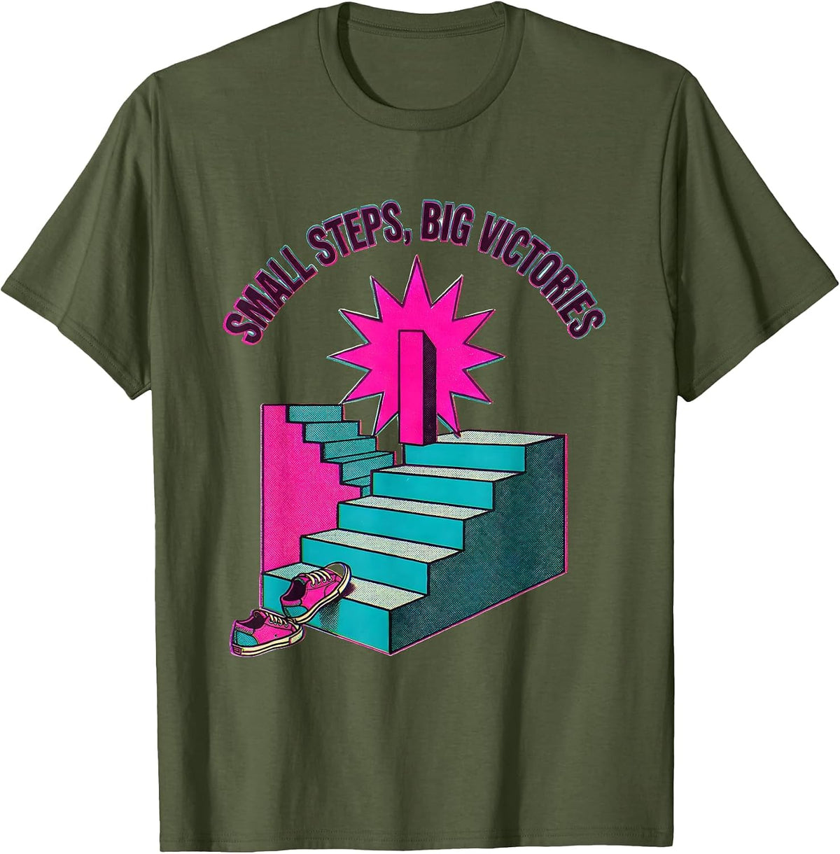 Men's Small Steps Big Victories Special Education Teacher T-Shirt - Olive Green