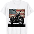 Men's Boys American Flag Vintage Motorcycle Graphic T-Shirt - White