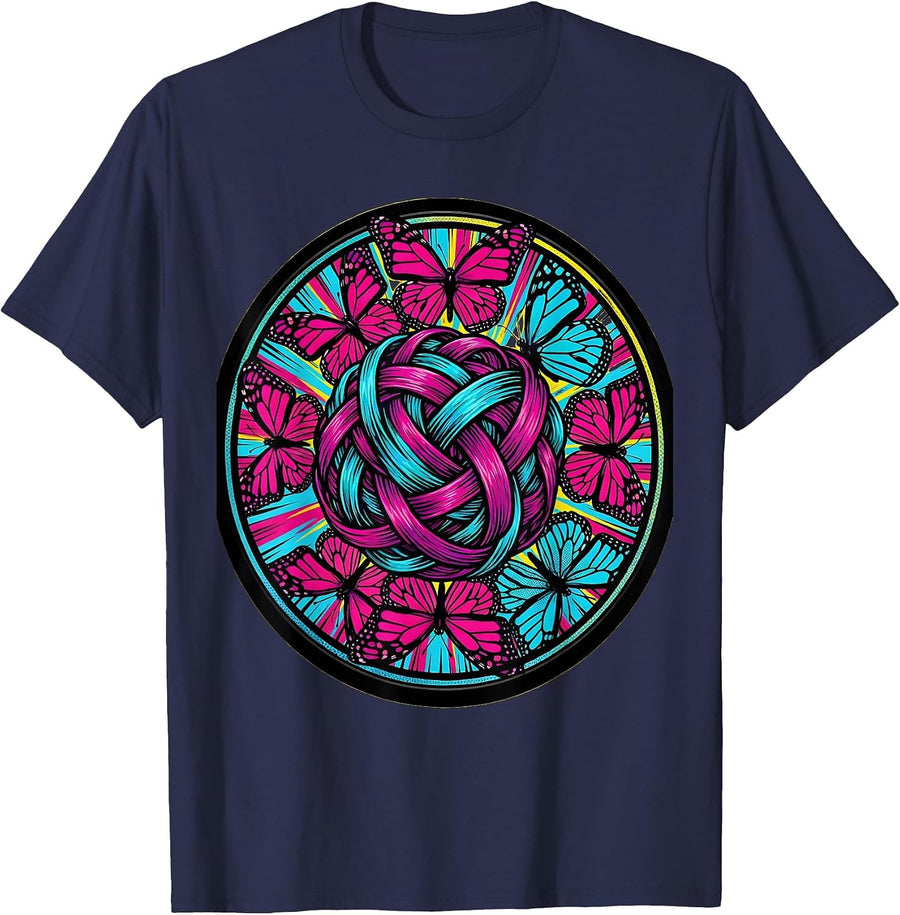Dyslexia Awareness Tangled Letters Butterfly Art T-Shirt - Navy Blue