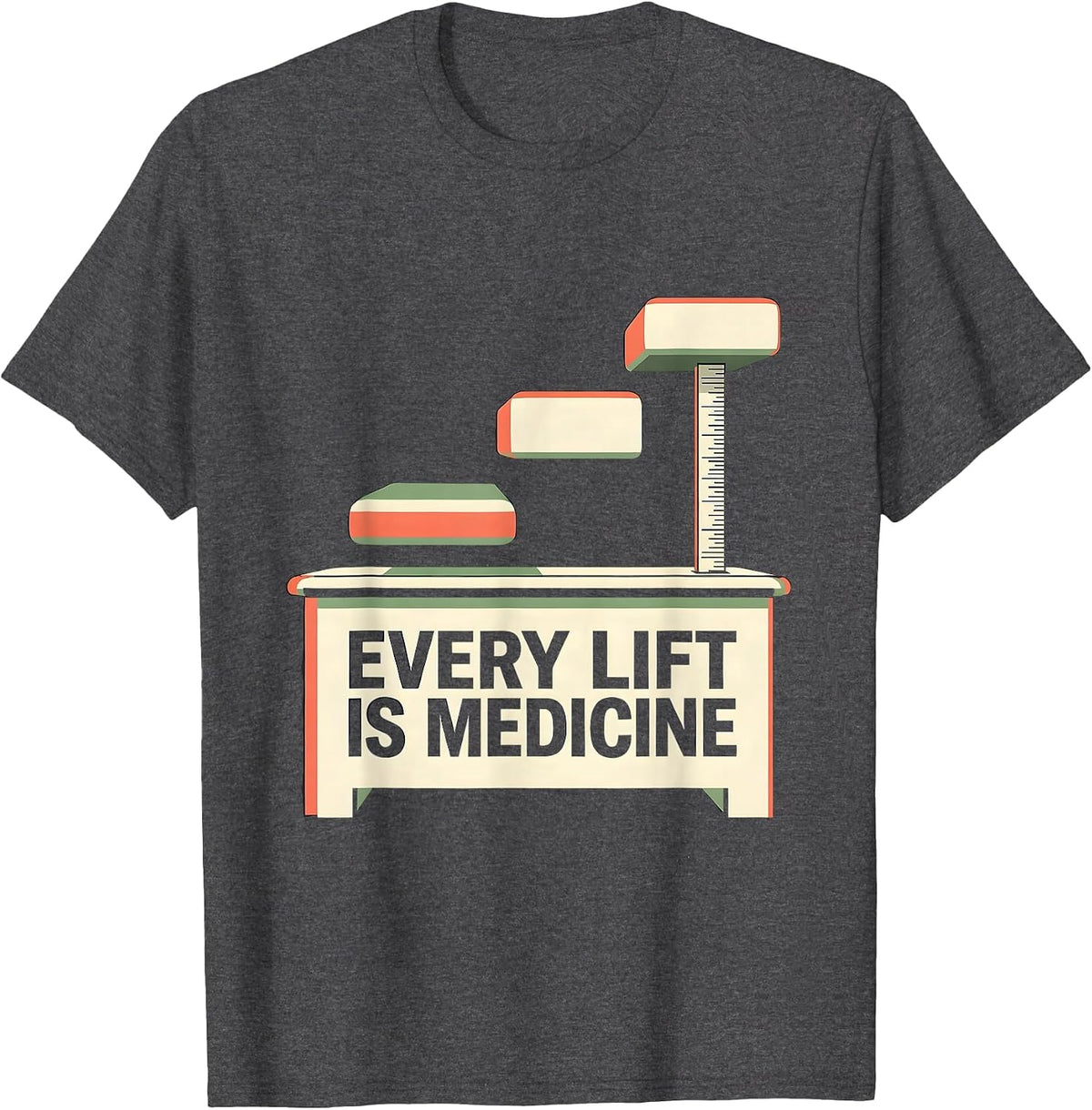Every Lift Is Medicine Retro Physical Therapy PT Student T-Shirt - Dark Heather Grey
