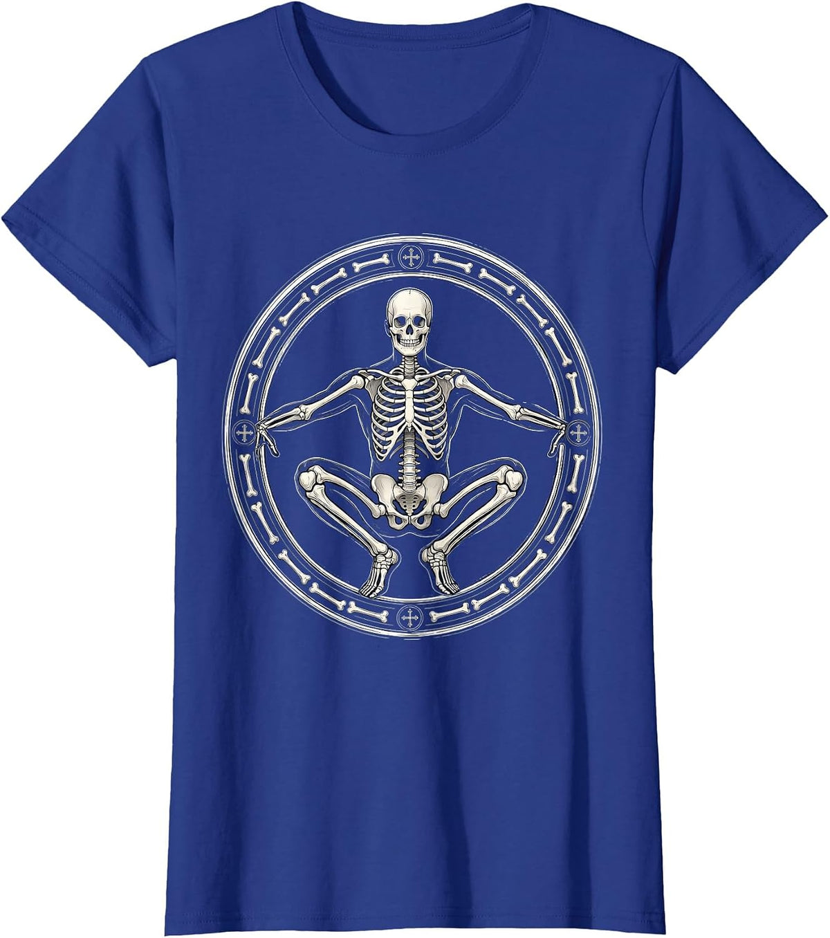 Women's Skeleton Deep Squat Physical Therapy Graphic T-Shirt - Royal Blue