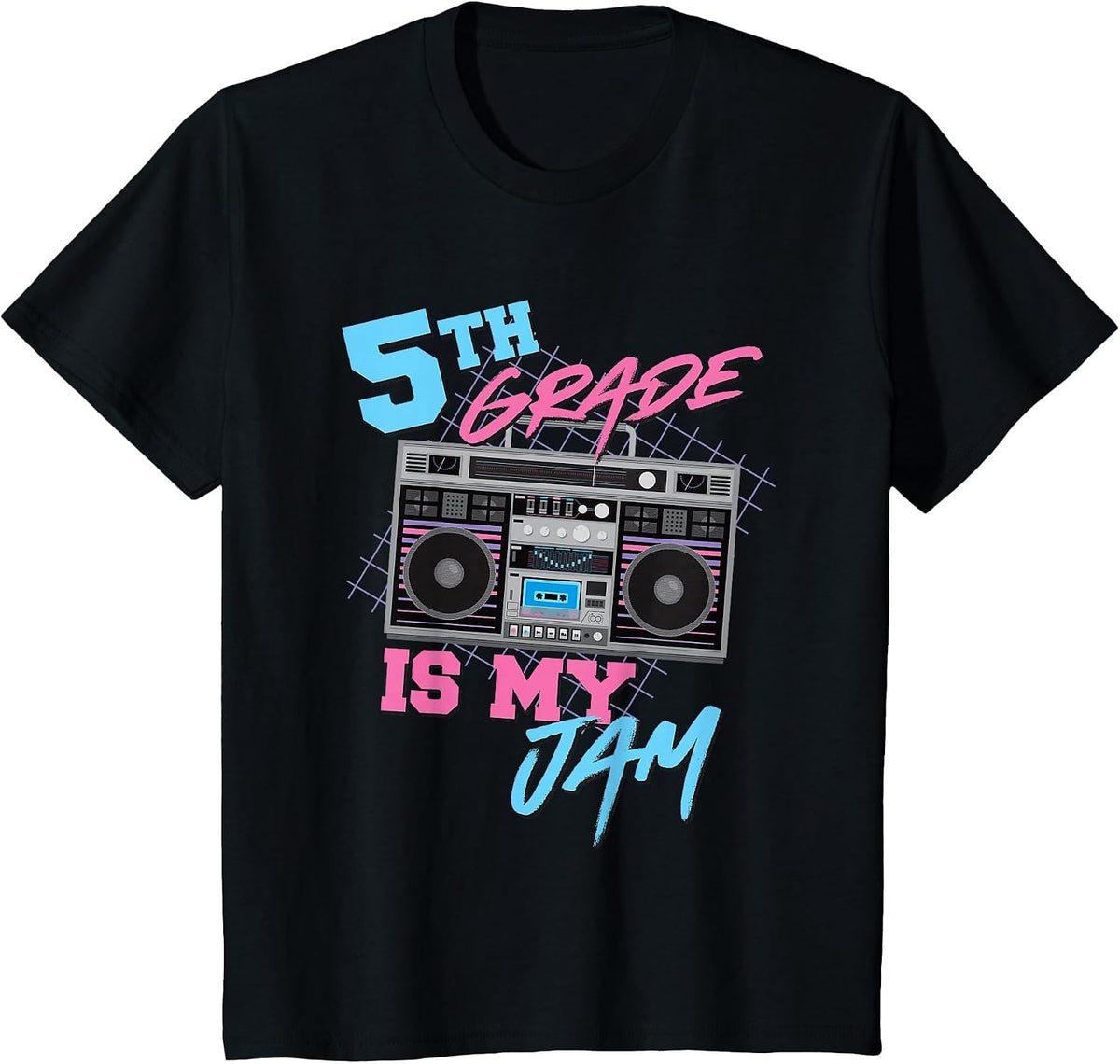 5th Grade is My Jam - Vintage 80s Boombox Teacher Student T-Shirt - Black