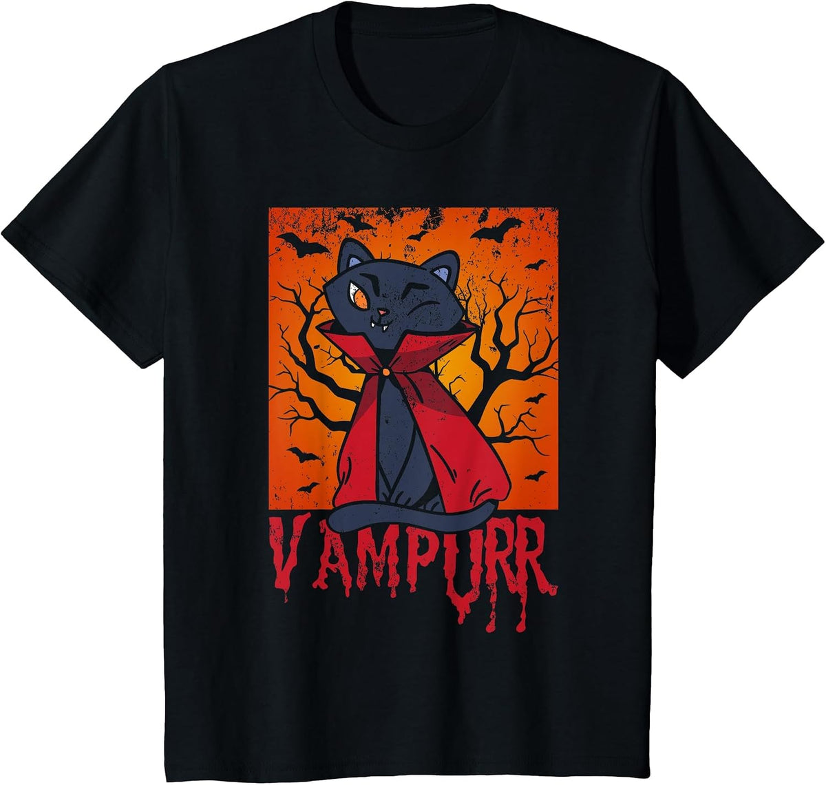 Vampurr Vampire Costume Cat Lover Kitten Halloween T-Shirt - Black