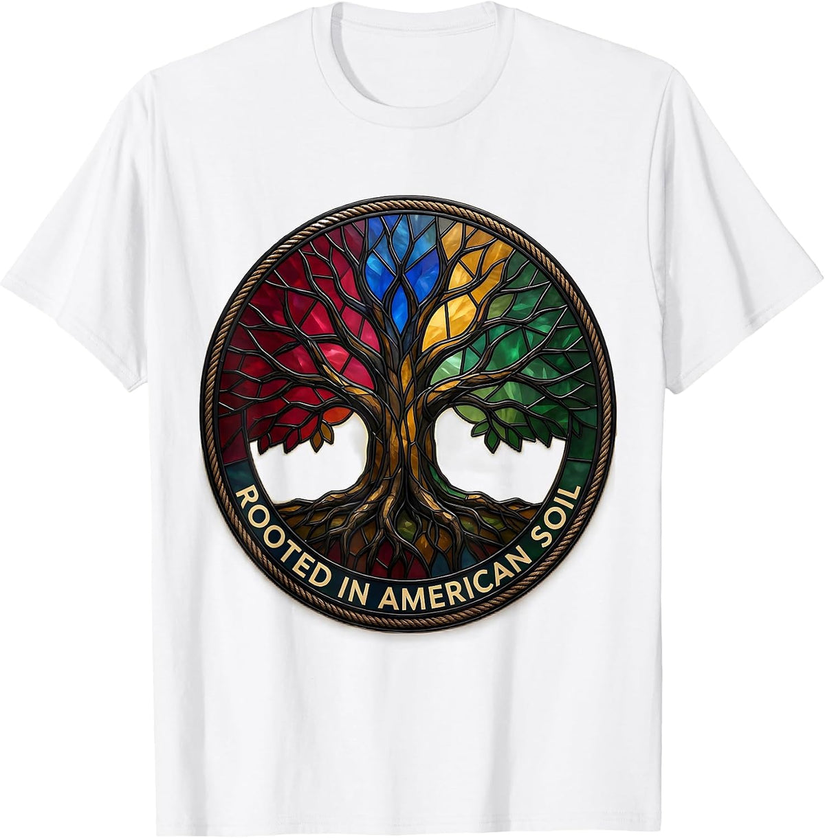 Men's Rooted in American Soil Patriotic Design T-Shirt - White