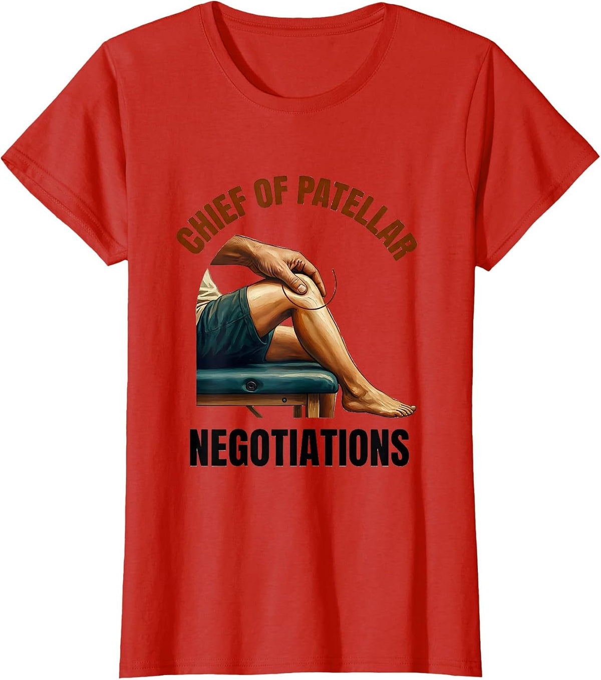 Chief Of Patellar Negotiations Funny Physical Therapist PT T-Shirt - Red