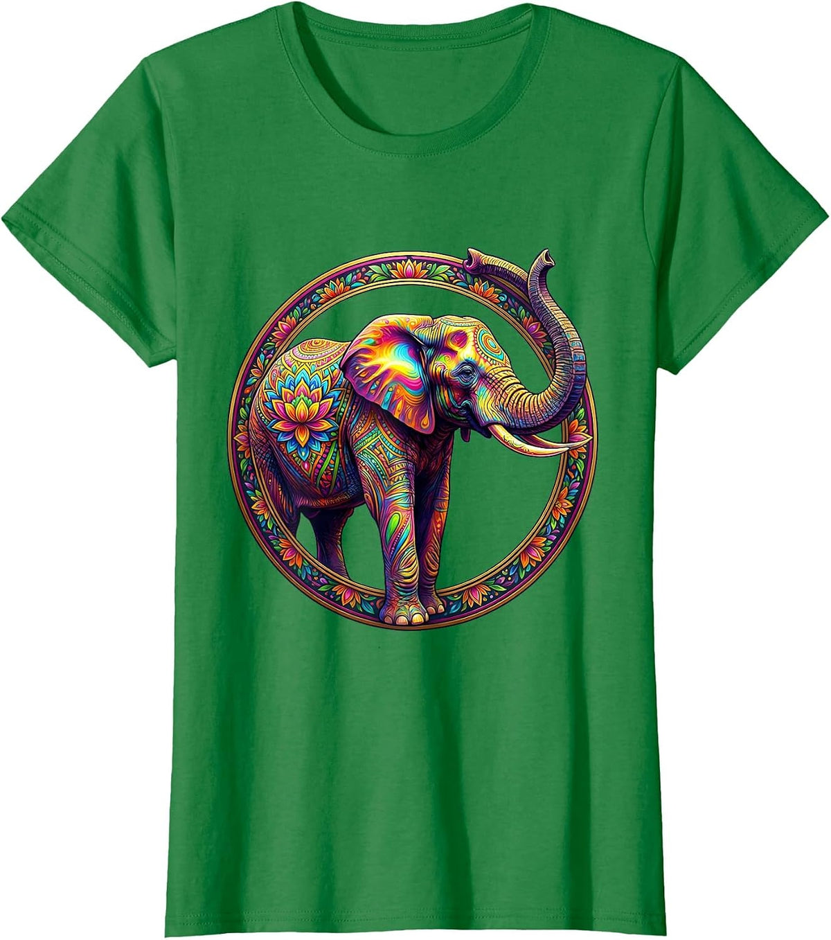 Autism Awareness Elephant Colorful Painted Pattern T-Shirt - Kelly Green