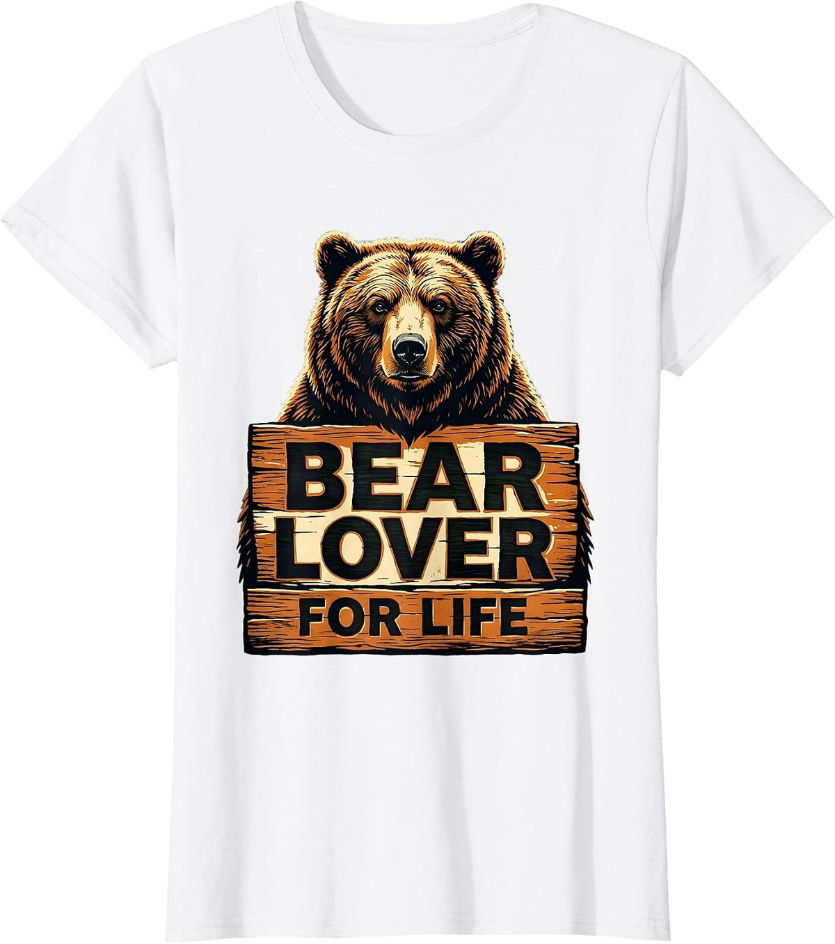 Bear Lover For Life Wildlife Graphic Design T-Shirt - White