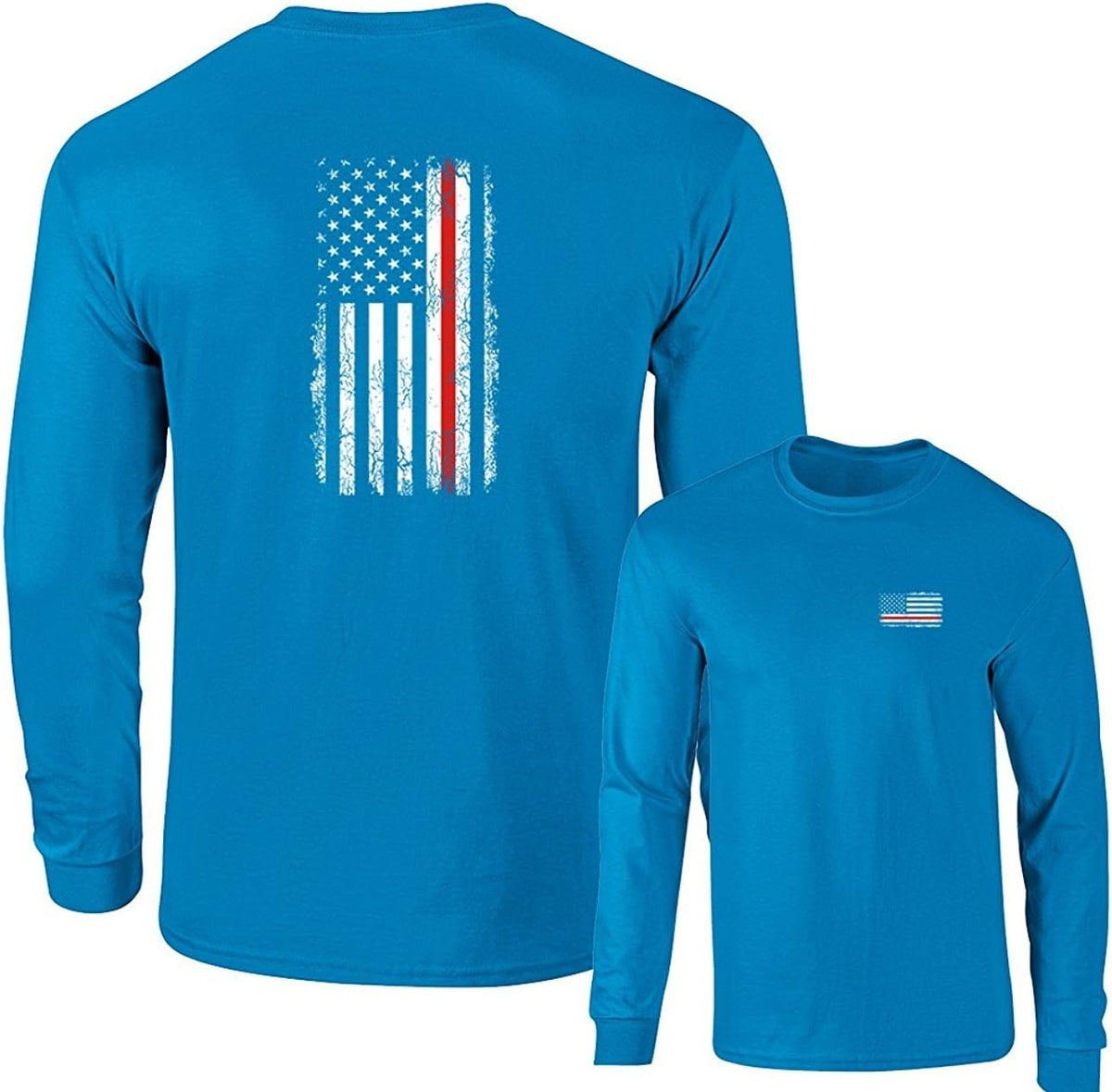 Thin RED LINE Firefighters USA Flag Long Sleeve T-Shirt F&B - Sapphire