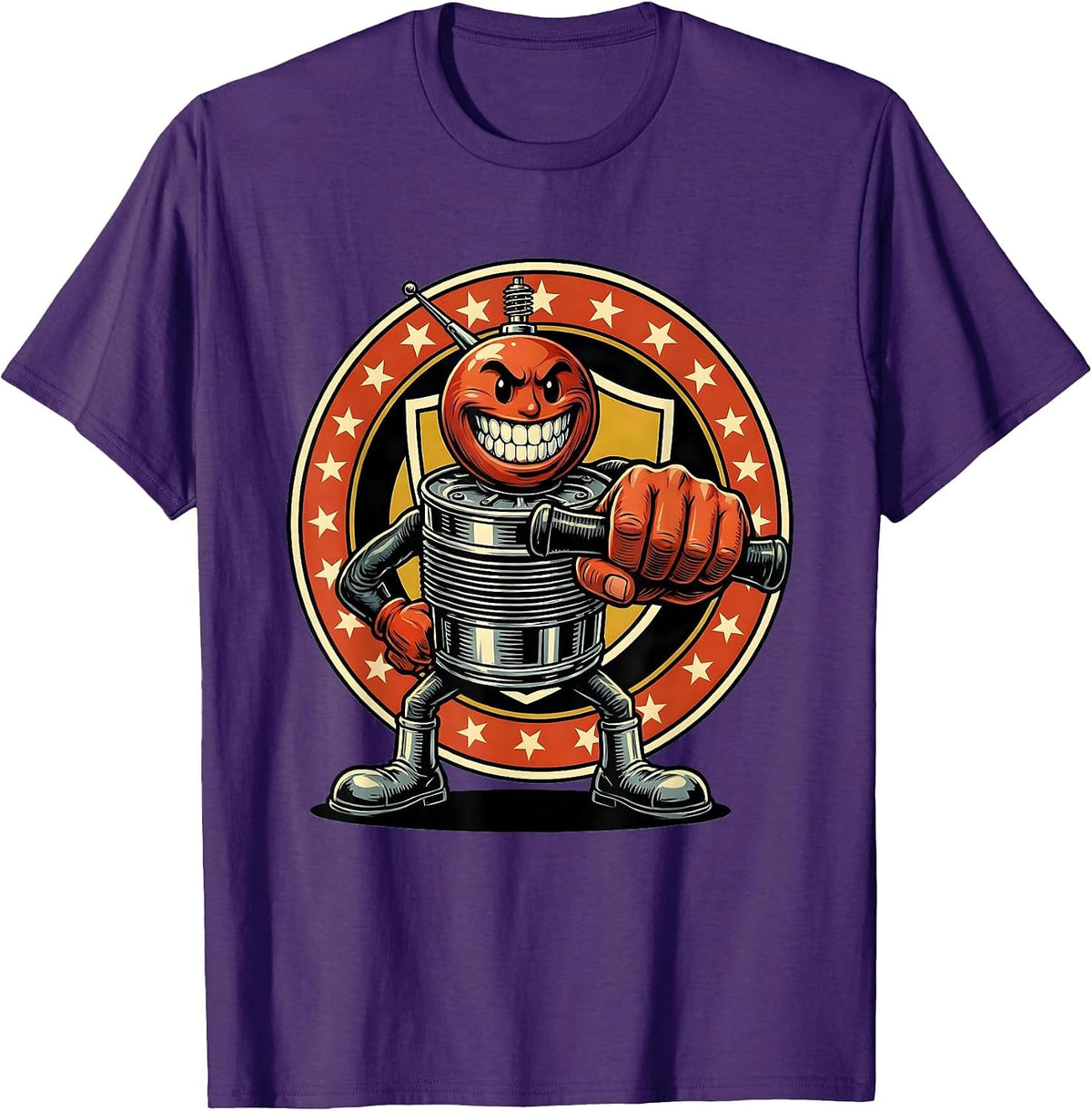 Men's Full Throttle Grip Motorcycle Rider Graphic Tee T-Shirt - Purple