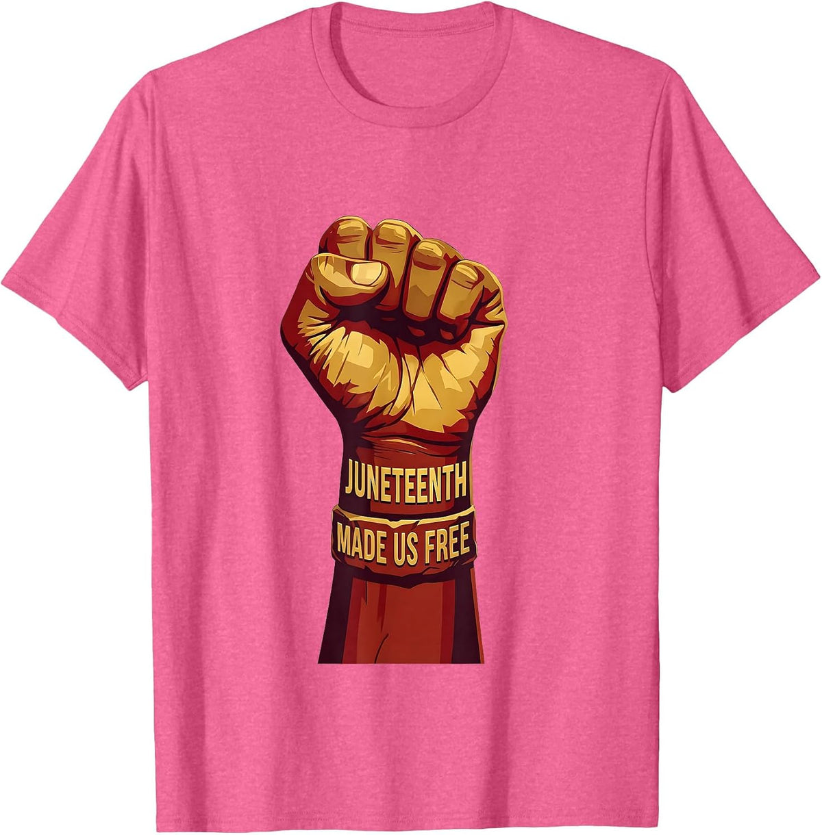Juneteenth Made Us Free Freedom Celebration Design T-Shirt - Pink Heather