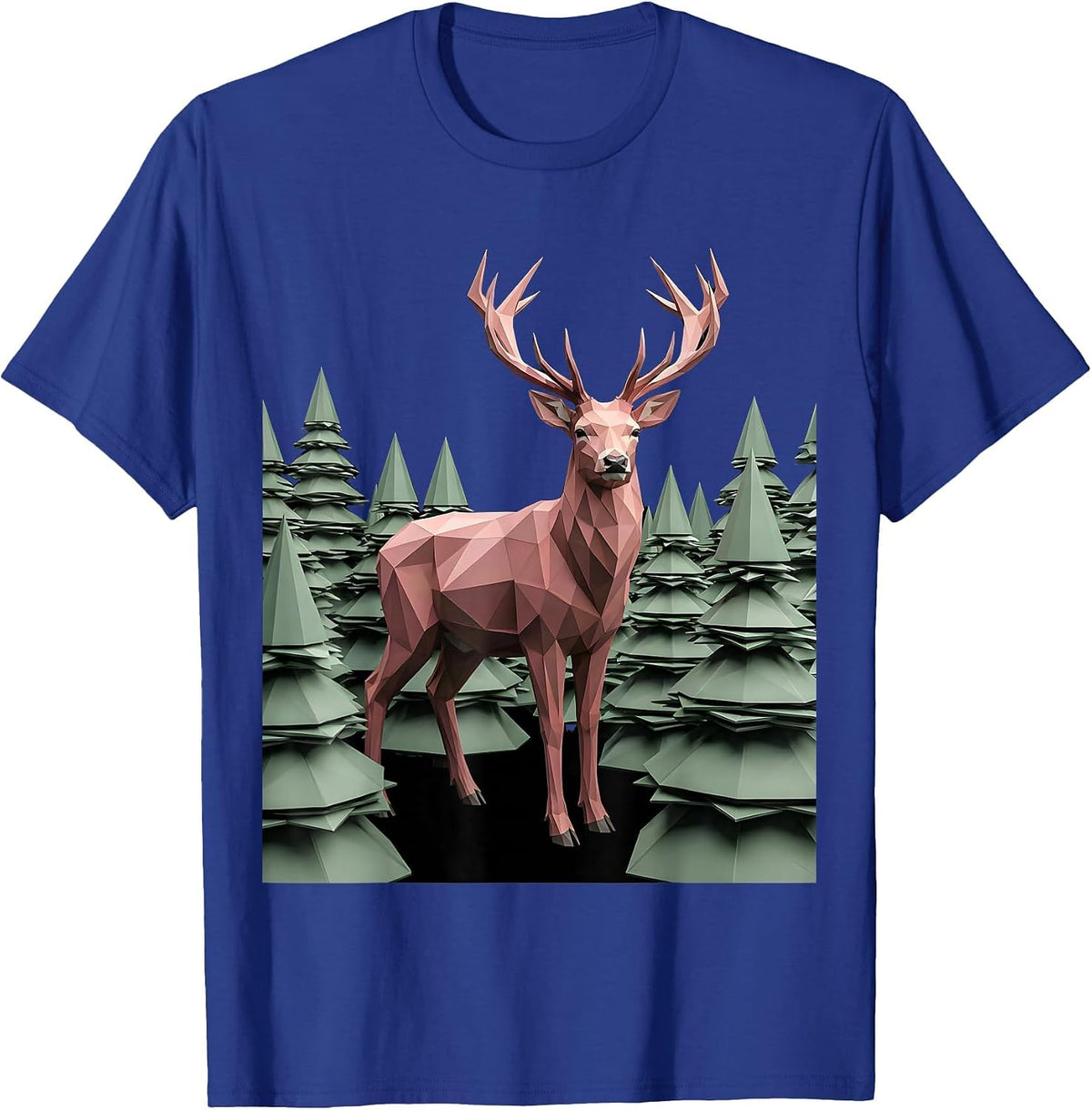 Men's Geometric Deer Prismatic Forest Autism Awareness T-Shirt - Royal Blue