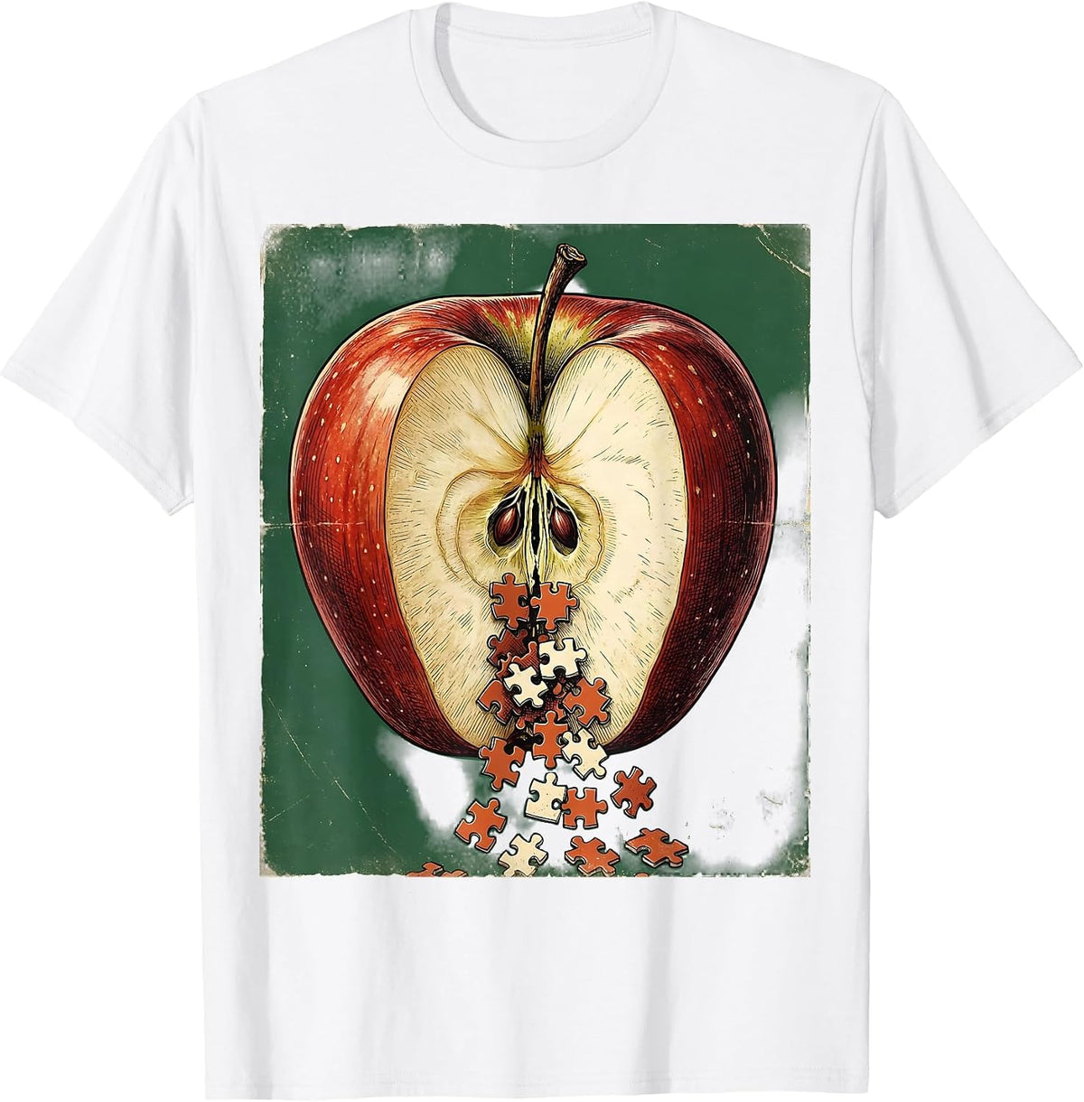 Men's Special Education Teacher Apple Puzzle Piece Graphic T-Shirt - White