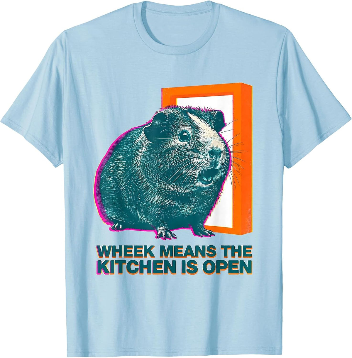Men's Wheek Means The Kitchen Is Open Funny Guinea Pig Pet Lover T-Shirt - Baby Blue