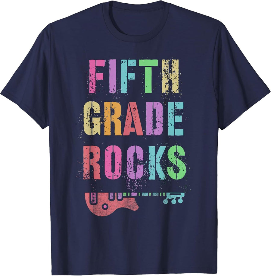 Fifth Grade Rocks Teacher Rockstar Team 5th Gr Ready to Rock T-Shirt - Navy Blue