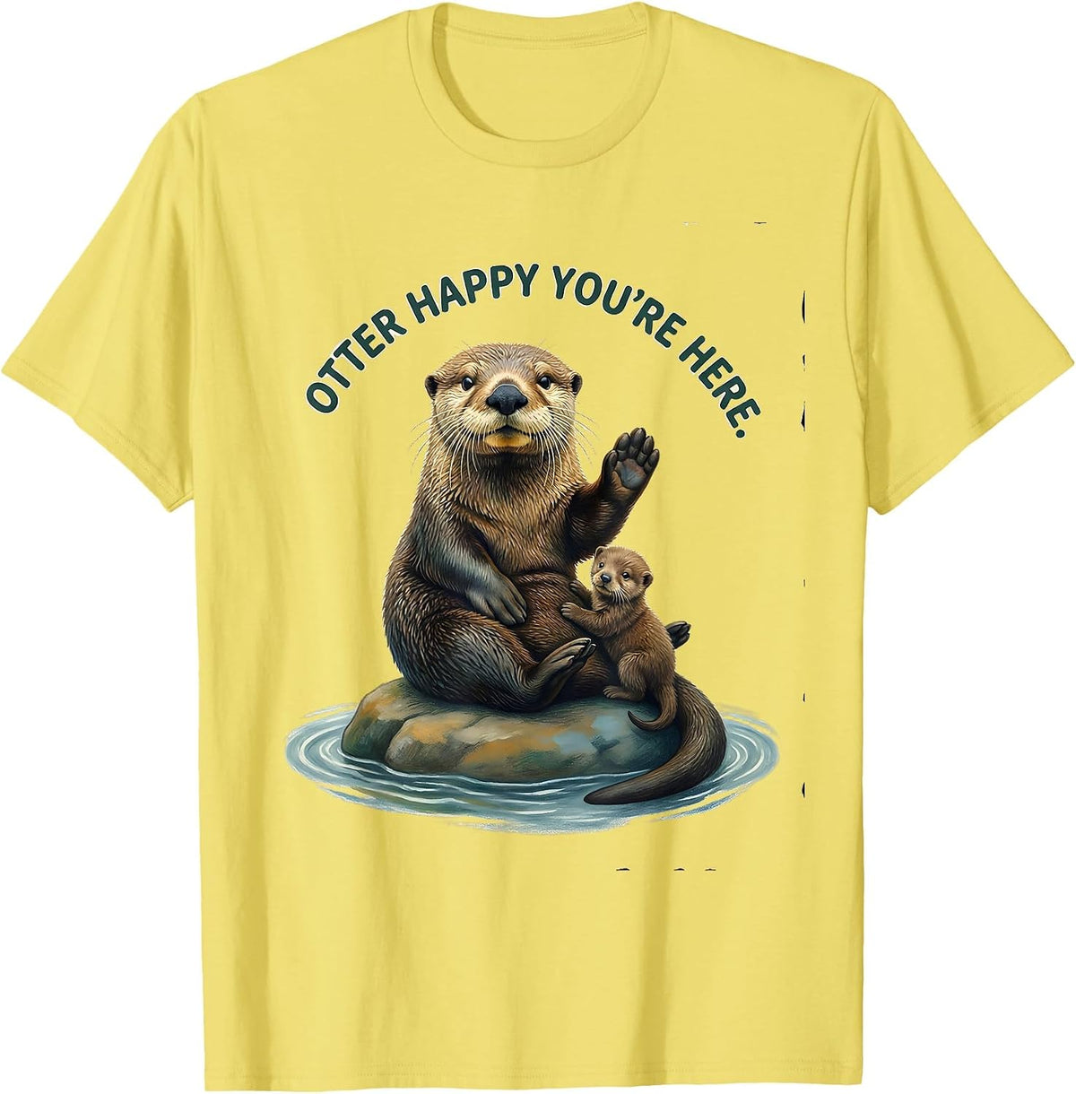 Men's Otter Happy You're Here Funny Otter Lover Gift T-Shirt - Lemon Yellow