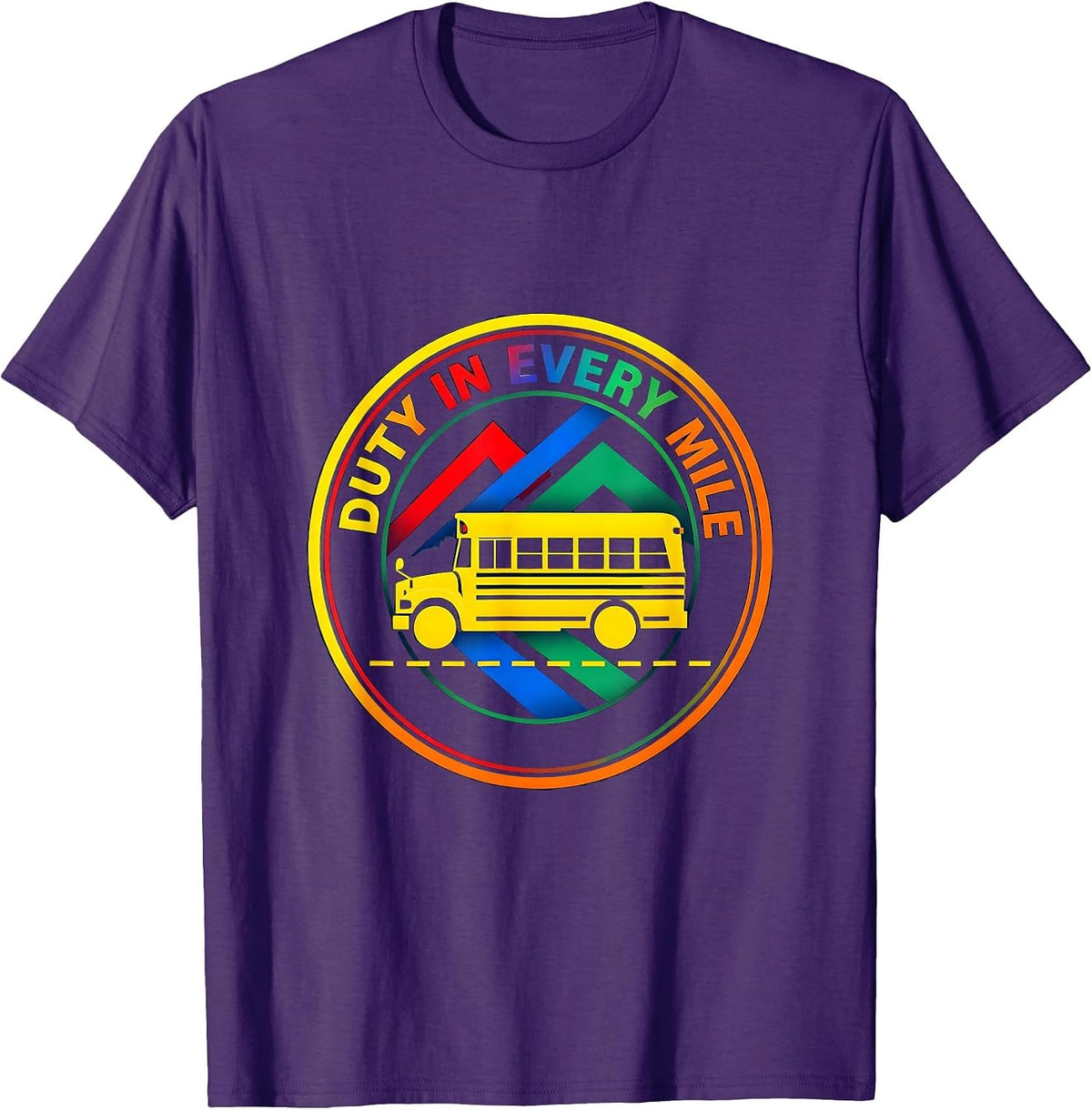 Duty In Every Mile Colorful School Bus Driver Squad T-Shirt - Purple